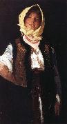 Nicolae Grigorescu Cheerful young Peasant oil painting on canvas